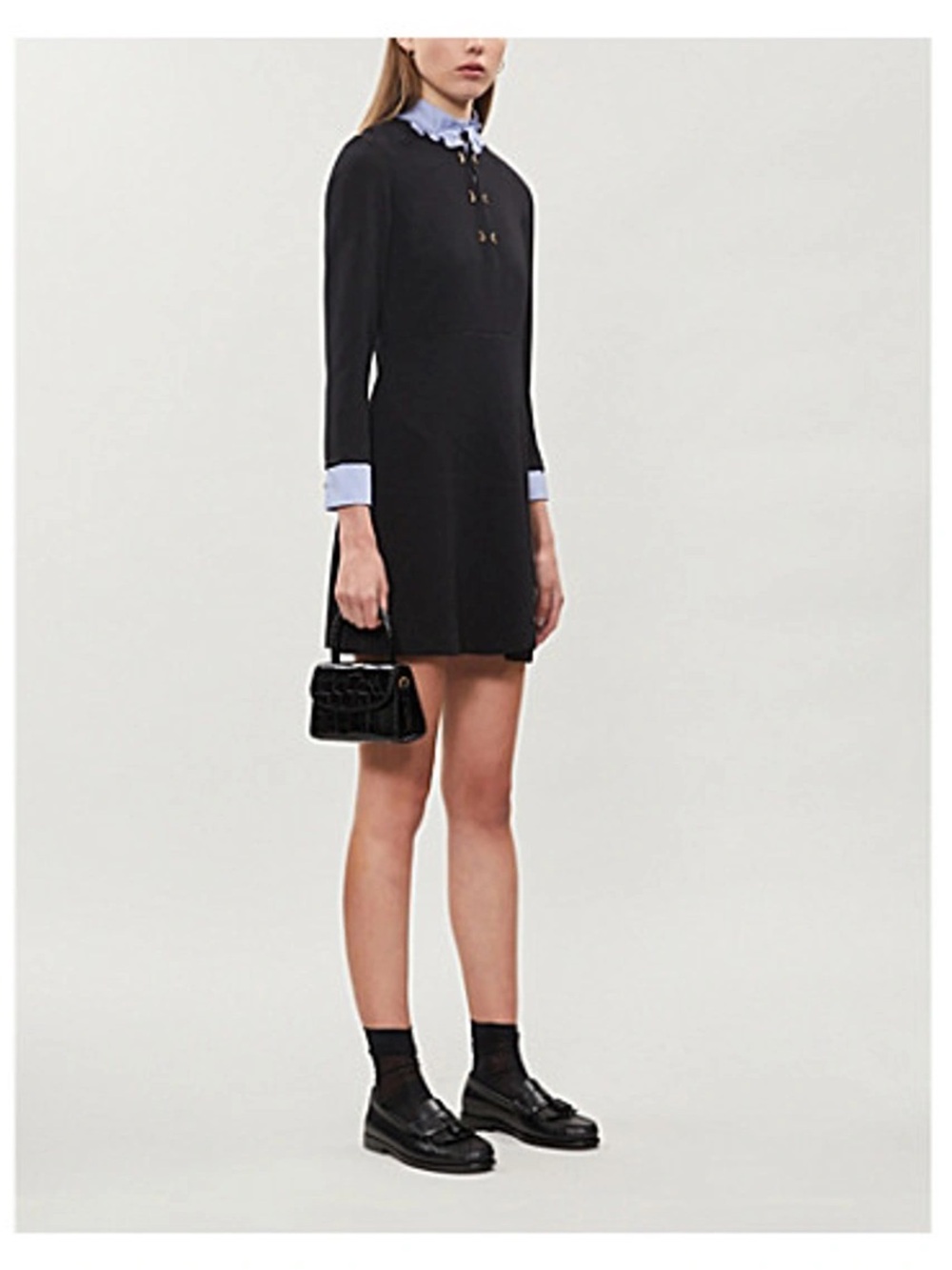 SANDRO PARIS Delna Mixed Media Crepe Mini Dress- Sz 36/ 2-4.